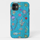 Turquoise Fish Pattern Case-Mate iPhone Case (Achterkant)