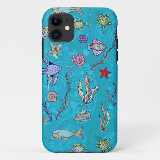 Turquoise Fish Pattern Case-Mate iPhone Case (Achterkant)