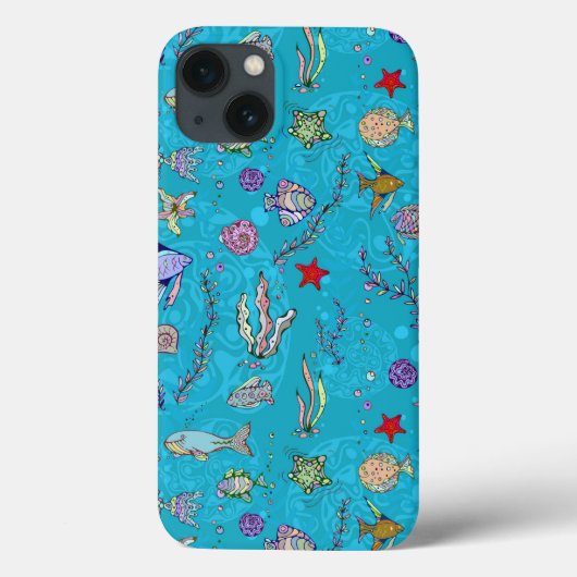 Turquoise Fish Pattern Case-Mate iPhone Case (Achterkant)
