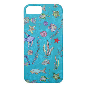 Turquoise Fish Pattern iPhone 8/7 Hoesje