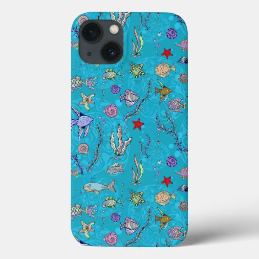 Turquoise Fish Pattern Case-Mate iPhone Case (Achterkant)