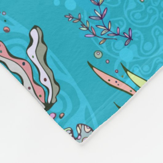 Turquoise Fish Pattern Fleece Deken (Hoek)