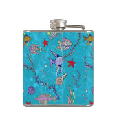 Turquoise Fish Pattern Heupfles (Achterkant)