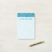 Turquoise Fish Pattern | Jouw namen toevoegen Post-it® Notes (Op bureau)