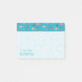 Turquoise Fish Pattern | Jouw namen toevoegen Post-it® Notes (Voorkant)