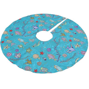 Turquoise Fish Pattern Kerstboom Rok