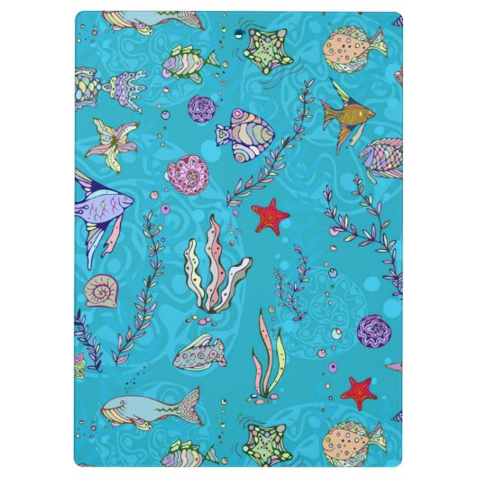 Turquoise Fish Pattern Klembord (Achterkant)