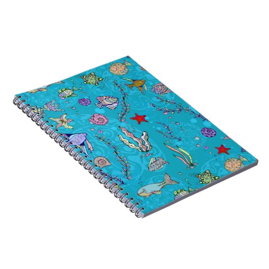 Turquoise Fish Pattern Notitieboek (Rechterzijde)