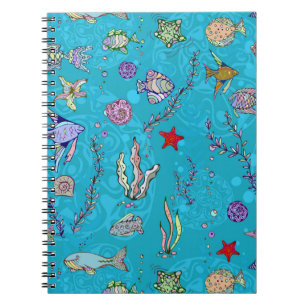 Turquoise Fish Pattern Notitieboek