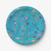 Turquoise Fish Pattern Papieren Bordje (Voorkant)