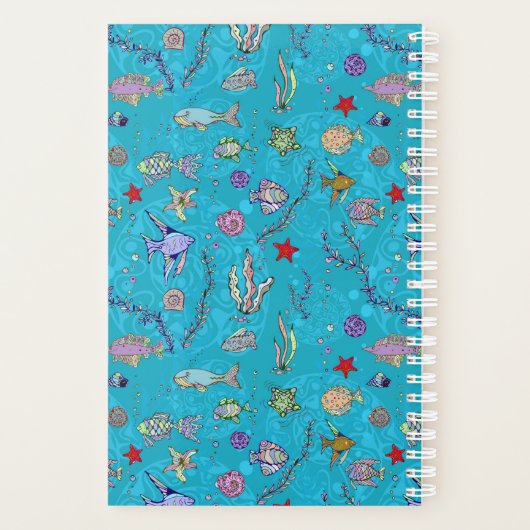 Turquoise Fish Pattern Planner (Achterkant)