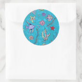 Turquoise Fish Pattern Ronde Sticker (Tas)