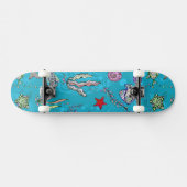 Turquoise Fish Pattern Skateboard (Horizontaal)