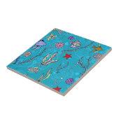 Turquoise Fish Pattern Tegeltje (Zijkant)