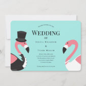 Turquoise Flamingo bruiloft Kaart (Voorkant)