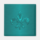 Turquoise Fleur de Lis Magneet (Voorkant)