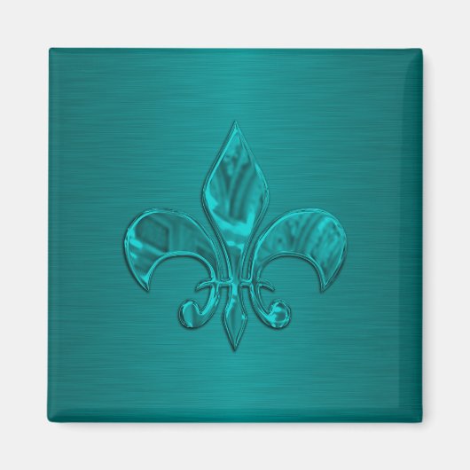 Turquoise Fleur de Lis Magneet (Voorkant)