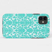 Turquoise  Floral Damask Pattern Case-Mate iPhone Case (Achterkant (horizontaal))