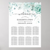 Turquoise Floral Elegant Wedding Poster (Voorkant)