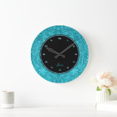 Turquoise Floral Faux Leather Embossed Kijk Grote Klok (Huis)