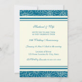 Turquoise Floral Foto 25th Jubileum Invitation Kaart (Achterkant)