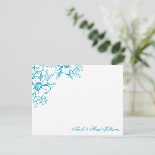 Turquoise Floral Letterpress Style Wedding (Staand voorkant)