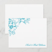 Turquoise Floral Letterpress Style Wedding (Voorkant / Achterkant)