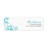 Turquoise Floral Letterpress Style Wedding Etiket (Voorkant)
