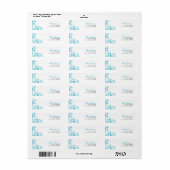 Turquoise Floral Letterpress Style Wedding Etiket (Full Sheet)