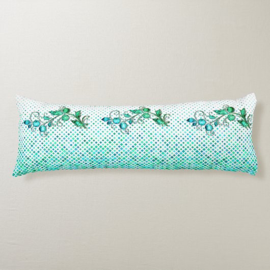 Turquoise Floral Lichaamskussen (Voorkant)