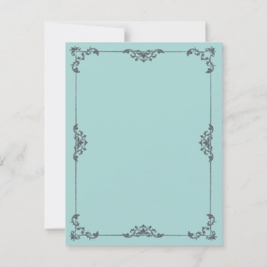 Turquoise Floral Monogram Rehearsal Dinner Kaart (Achterkant)