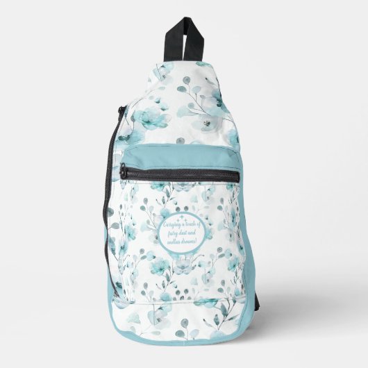 Turquoise Floral Pattern Sling Bag (Voorkant)