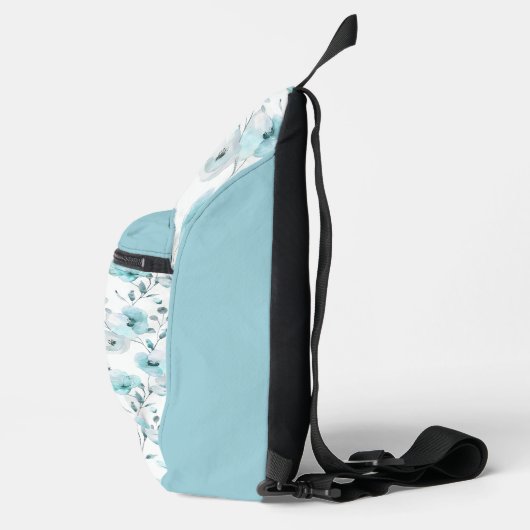 Turquoise Floral Pattern Sling Bag (Rechts)