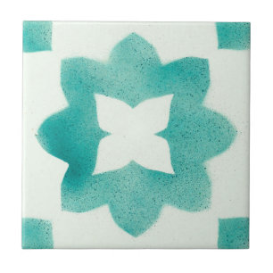 Turquoise Floral Pattern Tegeltje