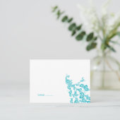 Turquoise Floral Peacock (R) Custom Place Card Plaatskaartje (Staand voorkant)