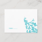 Turquoise Floral Peacock (R) Custom Place Card Plaatskaartje (Voorkant)