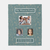 Turquoise Floral, persoonlijke foto's van de Gezin Fleece Deken (Voorkant)