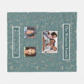 Turquoise Floral, persoonlijke foto's van de Gezin Fleece Deken (Voorkant (Horizontaal))