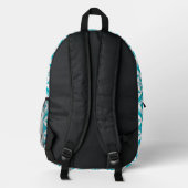 Turquoise Floral Quilt Backpack Bedrukte Rugzak (Achterkant)
