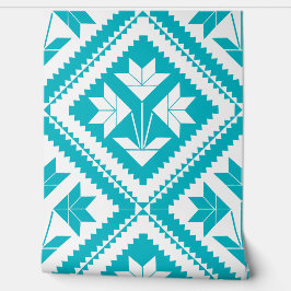 Turquoise Floral Quilt Behang