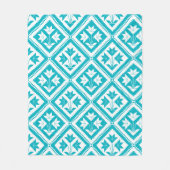 Turquoise Floral Quilt Fleece Blanket (Voorkant)