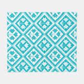 Turquoise Floral Quilt Fleece Blanket (Voorkant (Horizontaal))