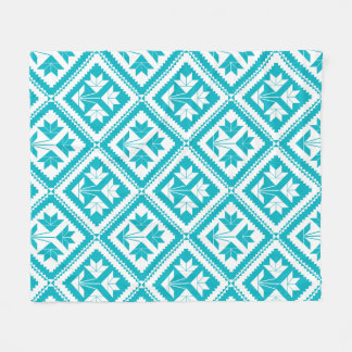 Turquoise Floral Quilt Fleece Blanket