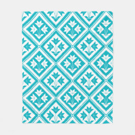 Turquoise Floral Quilt Fleece Blanket Deken