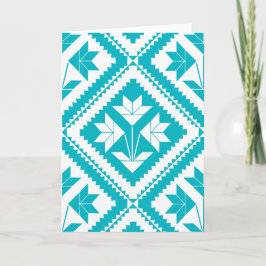 Turquoise Floral Quilt Greeting Card Kaart