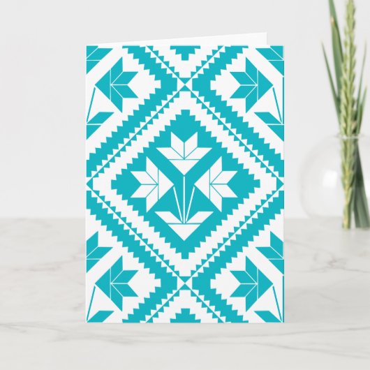 Turquoise Floral Quilt Greeting Card Kaart (Voorkant)