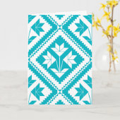 Turquoise Floral Quilt Greeting Card Kaart (Gele Bloem)
