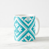 Turquoise Floral Quilt Mug Koffiemok (Voorkant rechts)