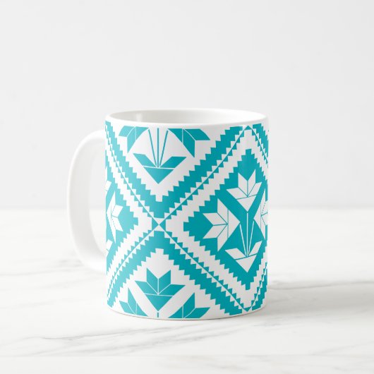 Turquoise Floral Quilt Mug Koffiemok (Voorkant links)