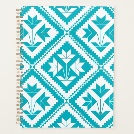 Turquoise Floral Quilt Planner (Voorkant)